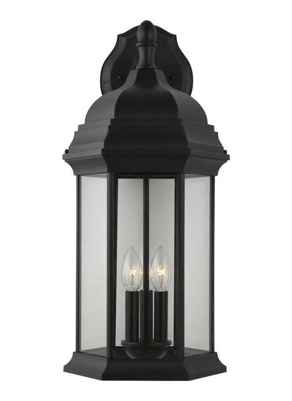 Generation Lighting Sevier 3 light textured black outdoor wall lantern front view