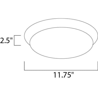 Maxim Lighting 87595WTWT Profile EE Flush Mount Ceiling Light Dimensions Diagram 11.75 x 2.5 inch
