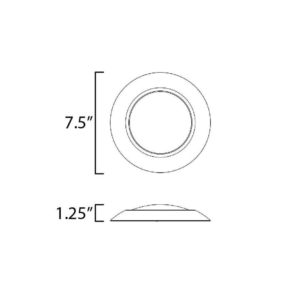 Maxim Lighting 87644WTWT Diverse Flush Mount Dimension Diagram - 7.5 inch diameter, 1.25 inch height