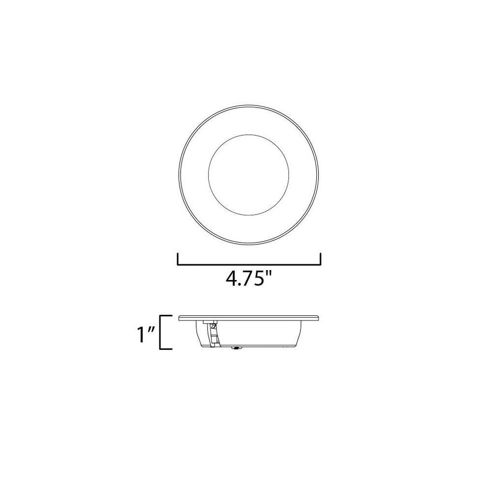 Maxim Lighting 87653WTWT Snug LED Recessed Downlight Dimension Diagram 4.75 inch Wide 1 inch Tall