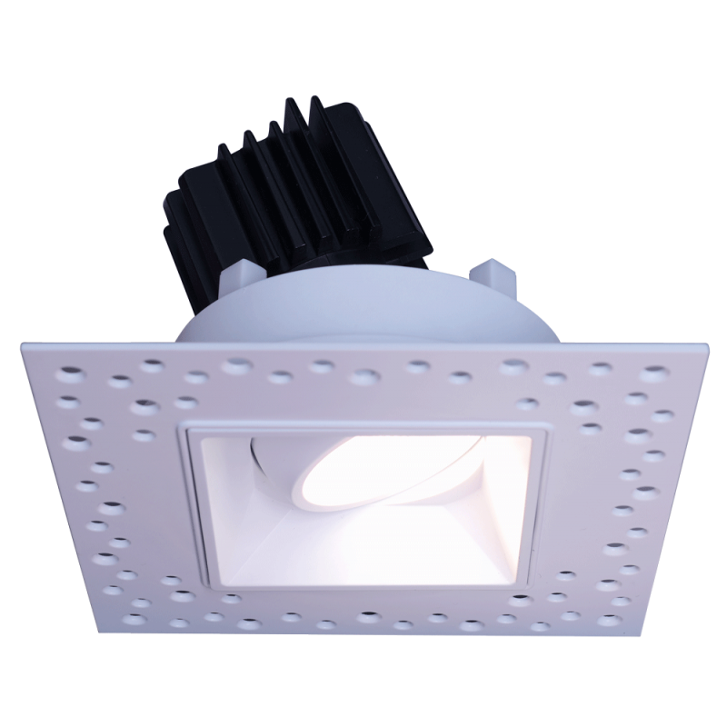 Lotus LED Lights LSG3-3018K-HO-IT-WH Lotus 3" Square Regressed Gimbal LED Downlight - High Output - 11W - Trimless - Dim To Warm / 3K-18K - 120V - White