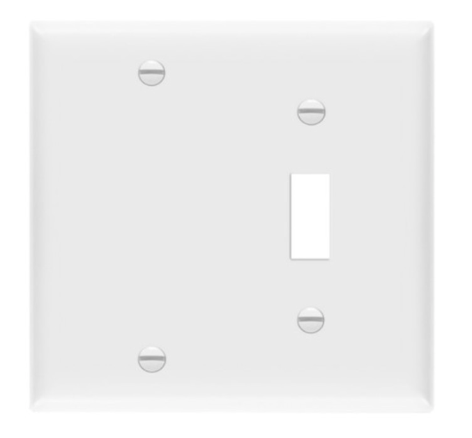Enerlites 880111-W Combination Two-Gang Wall Plate - Blank & Toggle, White Finish
