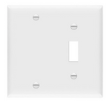 Enerlites 880111-W Combination Two-Gang Wall Plate - Blank & Toggle, White Finish