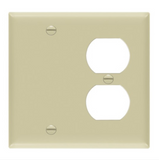 Enerlites 880121-I Combination Two-Gang Wall Plate - Blank & Duplex Receptacle, Ivory Finish