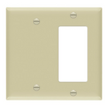 Enerlites 880131-I Combination Two-Gang Wall Plate - Blank & Decorator/ GFCI, Ivory Finish