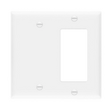 Enerlites 880131-W Combination Two-Gang Wall Plate - Blank & Decorator/ GFCI, White Finish