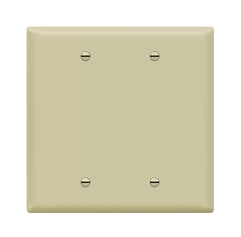 Enerlites 8802M-I Double Blank Device Wall Plate W/ Gloss Finish & Mid-Size 2-Gang, Ivory Finish