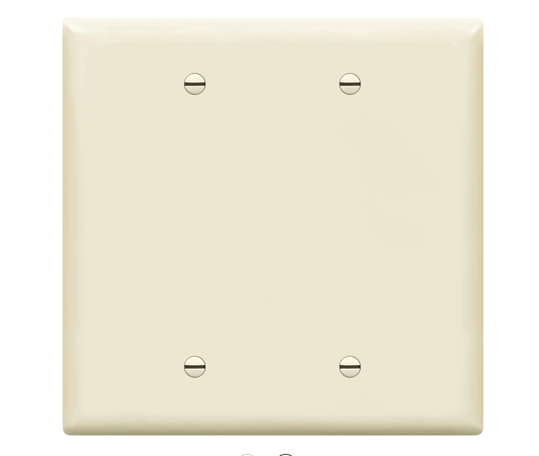 Enerlites 8802M-LA Double Blank Device Wall Plate W/ Gloss Finish & Mid-Size 2-Gang, Light Almond Finish