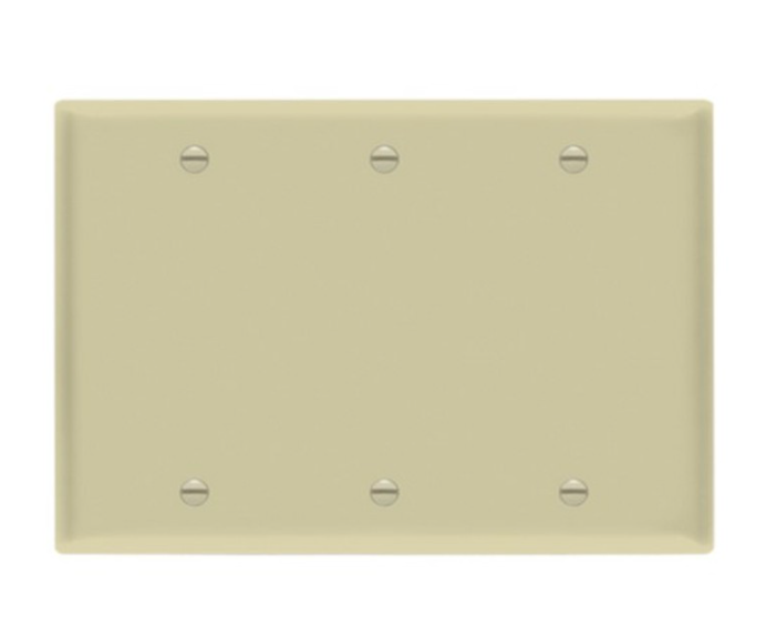 Enerlites 8803-I Blank Cover Three-Gang Wall Plate, Ivory Finish