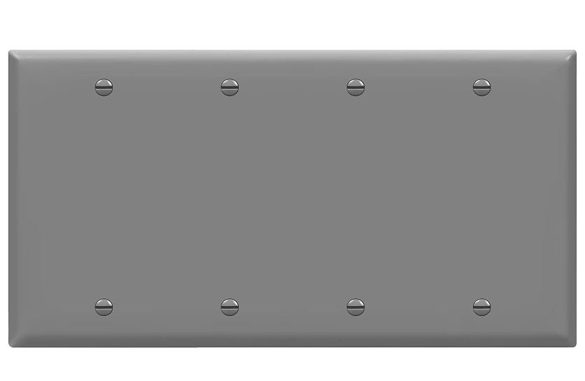 Enerlites 8804-GY Blank Device Wall Plate, Blank Outlet Cover, Standard Size 4-Gang 4.50" x 8.19", Polycarbonate Thermoplastic, Gray