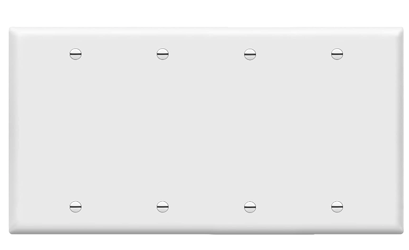 Enerlites 8804-W Blank Device Wall Plate, Blank Outlet Cover, Standard Size 4-Gang 4.50" x 8.19", Polycarbonate Thermoplastic, White