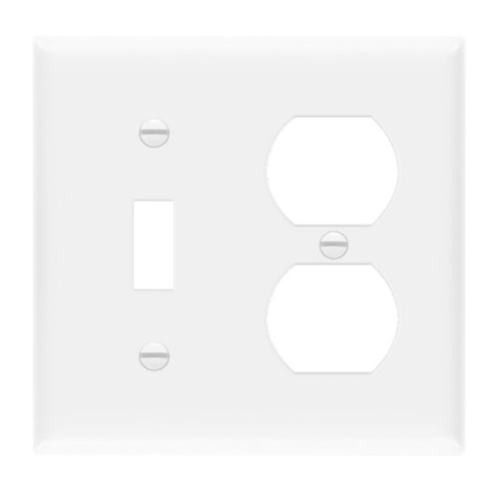 Enerlites 881121-W Combination Two Gang Wall Plate -Toggle & Duplex Receptacle, White