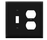 Enerlites 881121M-BK Combination Two Gang Wall Plate -Toggle & Duplex Receptacle, Mid-Size, Black