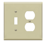 Enerlites 881121M-I Combination Two Gang Wall Plate -Toggle & Duplex Receptacle, Mid-Size, Ivory