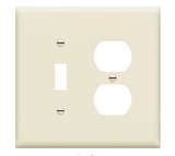 Enerlites 881121M-LA Combination Two Gang Wall Plate -Toggle & Duplex Receptacle, Mid-Size, Light Almond