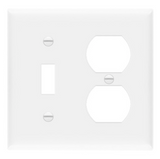 Enerlites 881121M-W Combination Two Gang Wall Plate -Toggle & Duplex Receptacle, Mid-Size, White