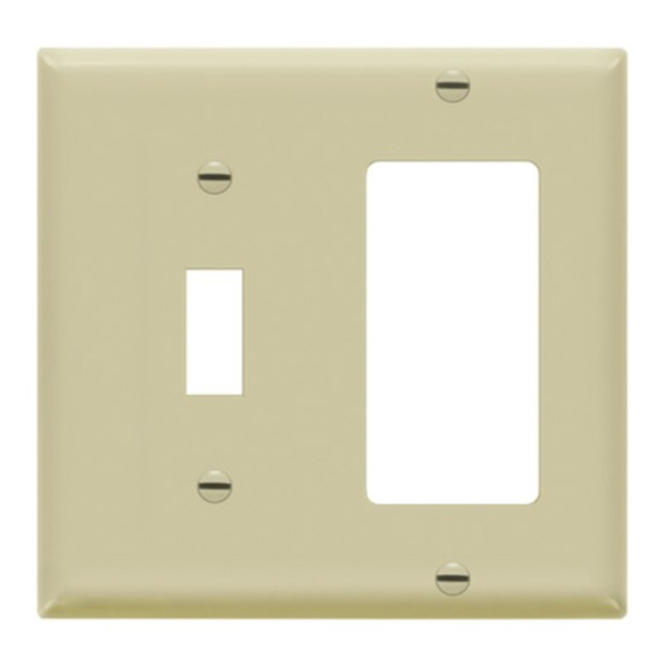 Enerlites 881131-I Combination Two Gang Wall Plate -Toggle & Decorator/ GFCI, Ivory