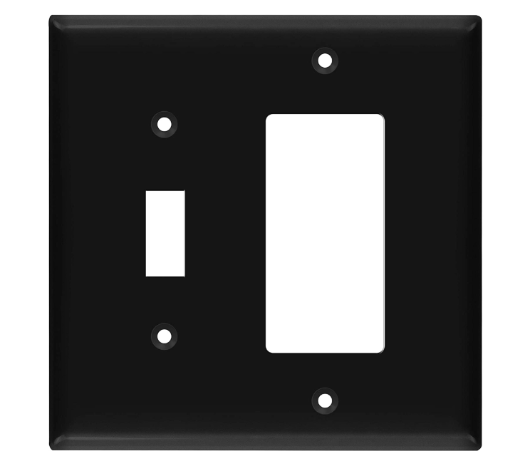 Enerlites 881131M-BK Combination Two Gang Wall Plate -Toggle & Decorator/ GFCI, Mid-Size, Black