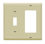 Enerlites 881131M-I Combination Two Gang Wall Plate -Toggle & Decorator/ GFCI, Mid-Size, Ivory