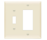 Enerlites 881131M-LA Combination Two Gang Wall Plate -Toggle & Decorator/ GFCI, Mid-Size, Light Almond