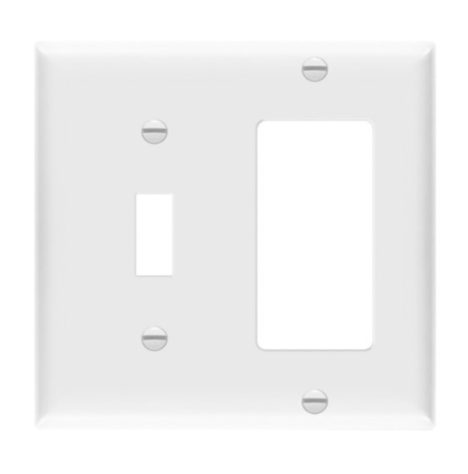 Enerlites 881131M-W Combination Two Gang Wall Plate -Toggle & Decorator/ GFCI, Mid-Size, White