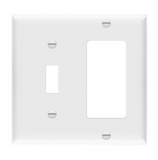 Enerlites 881131-W Combination Two Gang Wall Plate -Toggle & Decorator/ GFCI, White