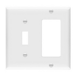 Enerlites 881131M-W Combination Two Gang Wall Plate -Toggle & Decorator/ GFCI, Mid-Size, White