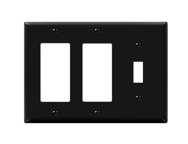 Enerlites 881132-BK Combination Three Gang Wall Plate -Toggle & 2 Decorator/ GFCI, Black