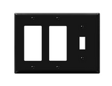 Enerlites 881132-BK Combination Three Gang Wall Plate -Toggle & 2 Decorator/ GFCI, Black