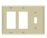 Enerlites 881132-I Combination Three Gang Wall Plate -Toggle & 2 Decorator/ GFCI, Ivory