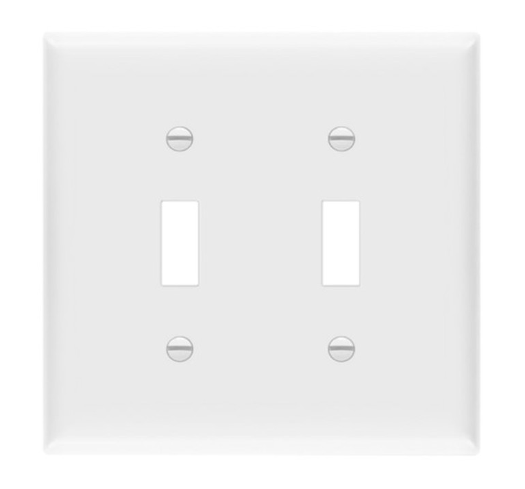 Enerlites 8812-W Toggle Switch Two-Gang Wall Plate, White