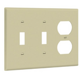 Enerlites 881221-I Combination Three-Gang Wall Plate - 2 Toggles and Duplex Receptacle, Ivory