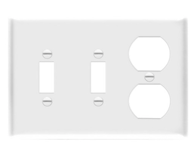 Enerlites 881221-W Combination Three-Gang Wall Plate - 2 Toggles and Duplex Receptacle, White