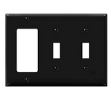 Enerlites 881231-BK Combination Three-Gang Wall Plate - 2 Toggles and Decorator/ GFCI, Black