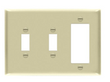 Enerlites 881231-I Combination Three-Gang Wall Plate - 2 Toggles and Decorator/ GFCI, Ivory