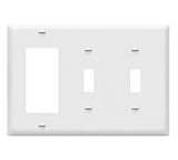 Enerlites 881231-W Combination Three-Gang Wall Plate - 2 Toggles and Decorator/ GFCI, White