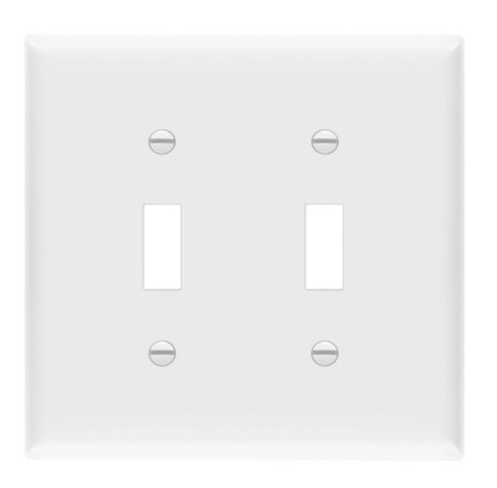 Enerlites 8812M-W Toggle Switch Two-Gang Wall Plate, Mid-Size, White