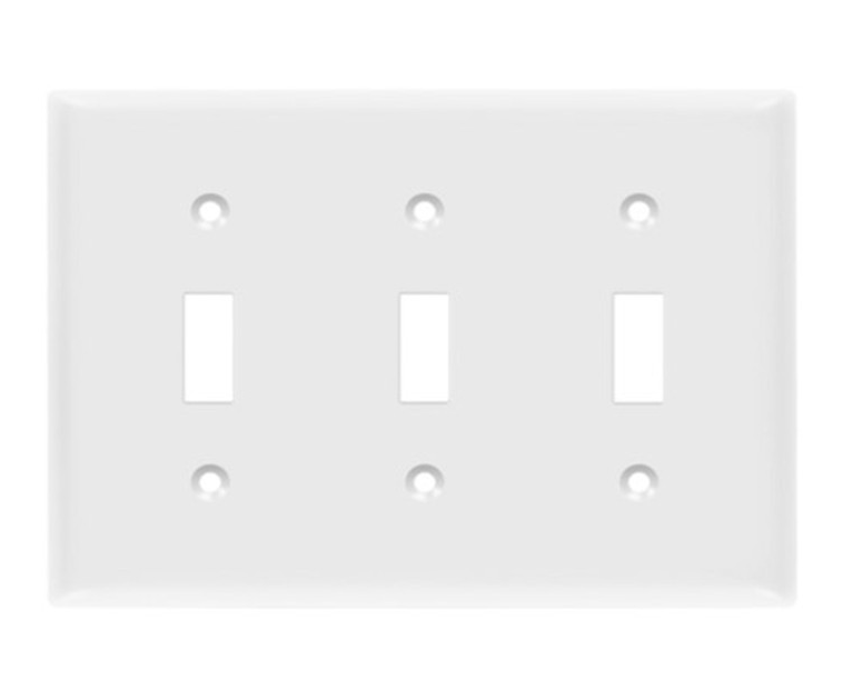 Enerlites 8813-W Toggle Switch Three- Gang Wall Plate, White