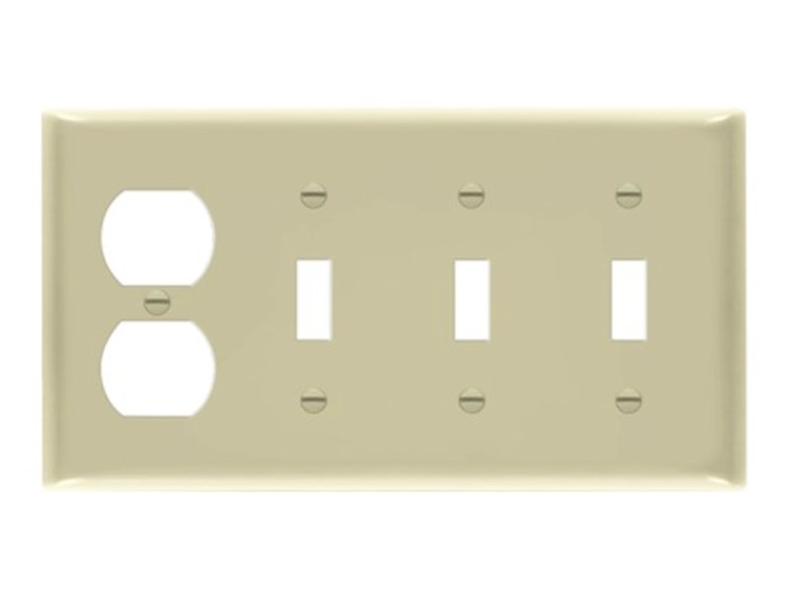 Enerlites 881321-I Combination Four-Gang Wall Plate - 3 Toggles & Duplex, Ivory