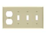 Enerlites 881321-I Combination Four-Gang Wall Plate - 3 Toggles & Duplex, Ivory