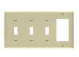 Enerlites 881331-I Combination Four-Gang Wall Plate - 3 Toggles & Decoration/ GFCI, Ivory