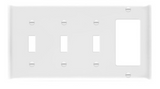 Enerlites 881331-W Combination Four-Gang Wall Plate - 3 Toggles & Decoration/ GFCI, White