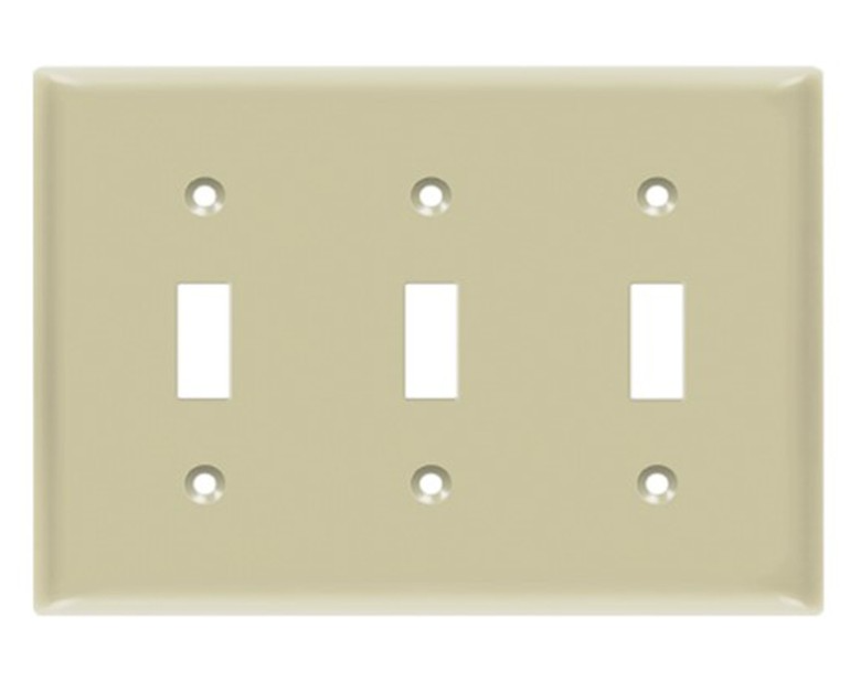 Enerlites 8813M-I Toggle Switch Three- Gang Wall Plate, Med-Size, Ivory
