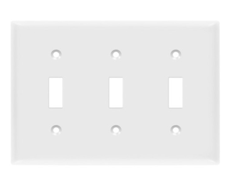 Enerlites 8813M-W Toggle Switch Three- Gang Wall Plate, Med-Size, White
