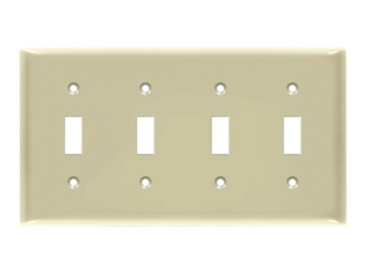Enerlites 8814-I Toggle Switch Four - Gang Wall Plate, Ivory