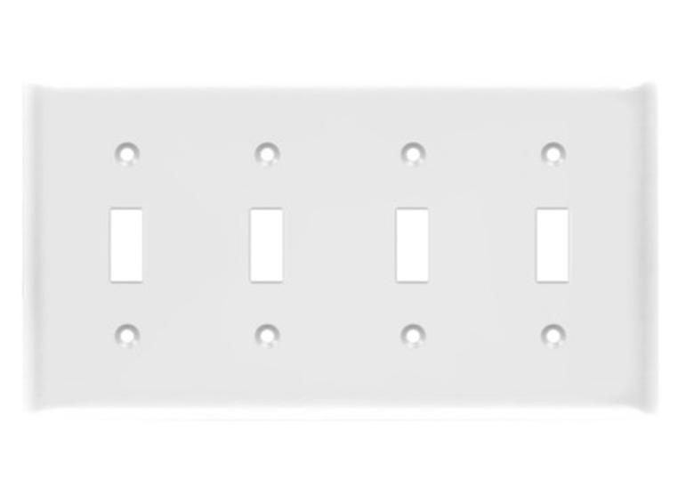 Enerlites 8814-W Toggle Switch Four - Gang Wall Plate, White