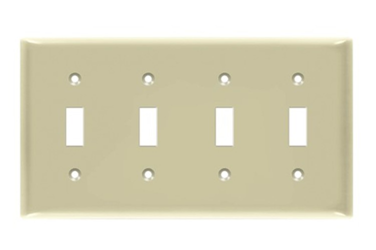 Enerlites 8814M-I Toggle Switch Four - Gang Wall Plate, Mid-Size, Ivory
