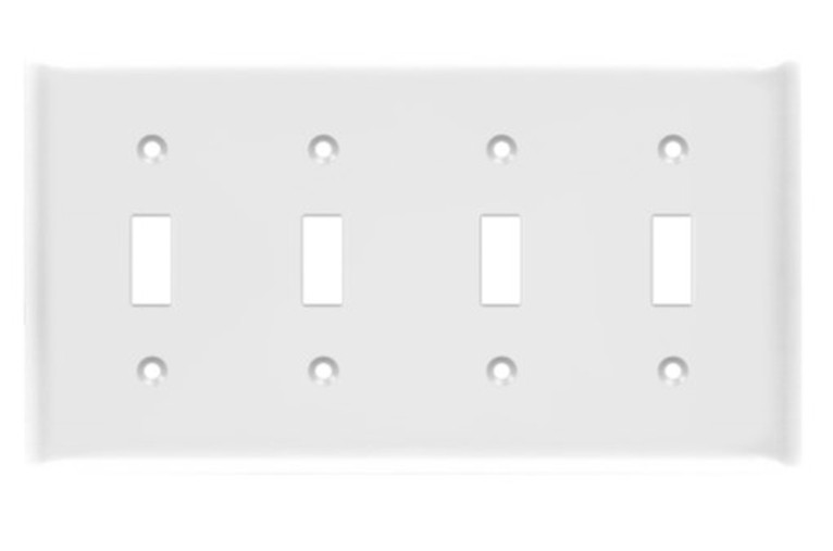 Enerlites 8814M-W Toggle Switch Four - Gang Wall Plate, Mid-Size, White
