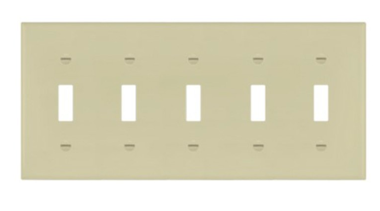 Enerlites 8815-I Toggle Switch Five - Gang Wall Plate, Ivory