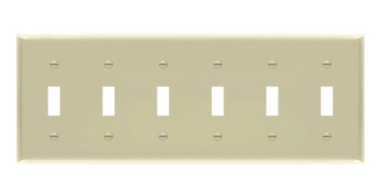Enerlites 8816-I Toggle Switch Six - Gang Wall Plate, Ivory